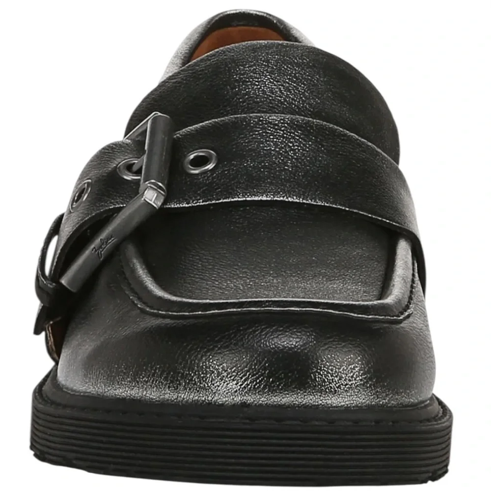 NWT Women’s Zodiac Renee Buckle Round Toe Chunky Y2K Loafer Sz 9 Black/Silver